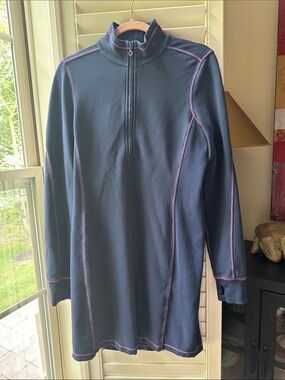 Tommy Bahama Navy Half-Zip dress with Pink Logo Accents